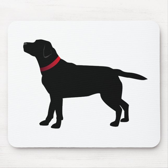 Tapis De Souris Labrador noir avec le collier rouge (Devant)