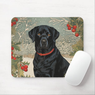 Tapis De Souris Labrador noir en hiver