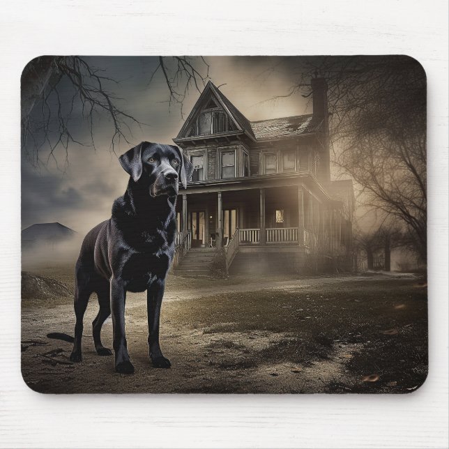 Tapis De Souris Labrador noir Halloween Épouvantable (Devant)