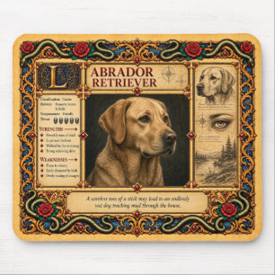 Tapis De Souris Labrador Retriever, Art du Bestiaire Médiéval