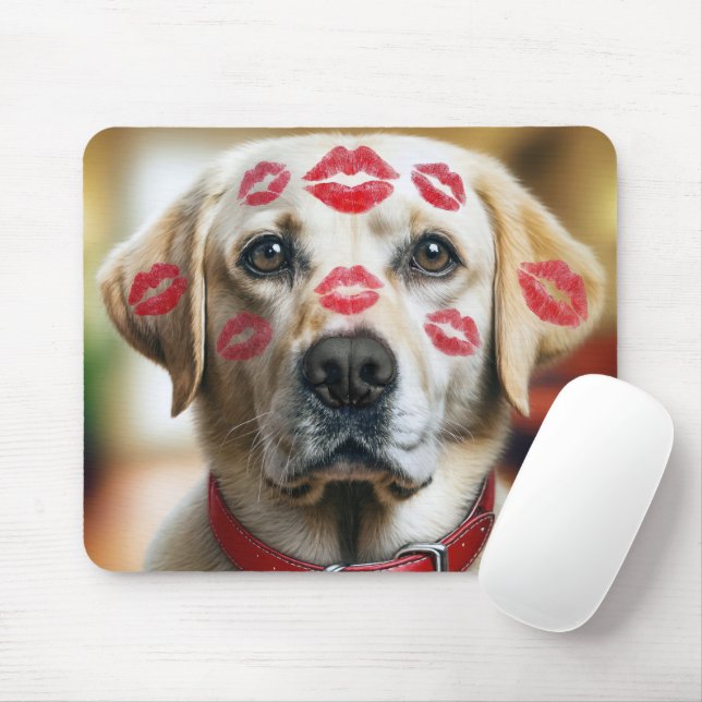Tapis De Souris Labrador Retriever avec baisers à baguette à lèvre (Avec souris)