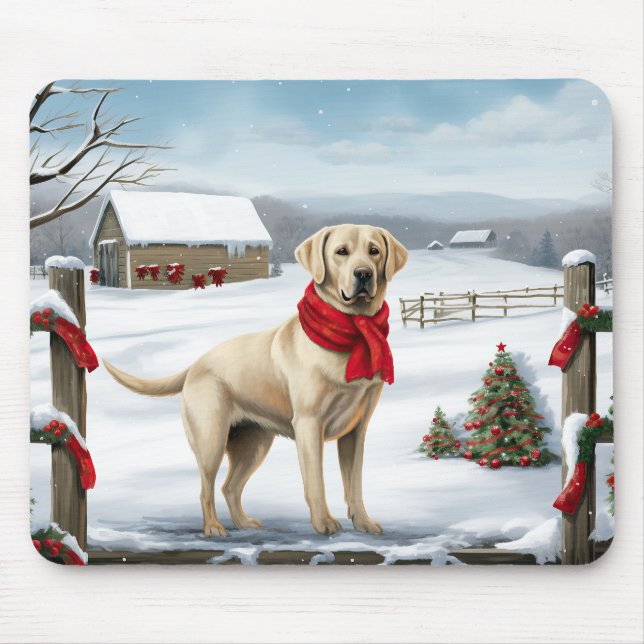 Tapis De Souris Labrador Retriever Dog in Snow Christmas (Devant)