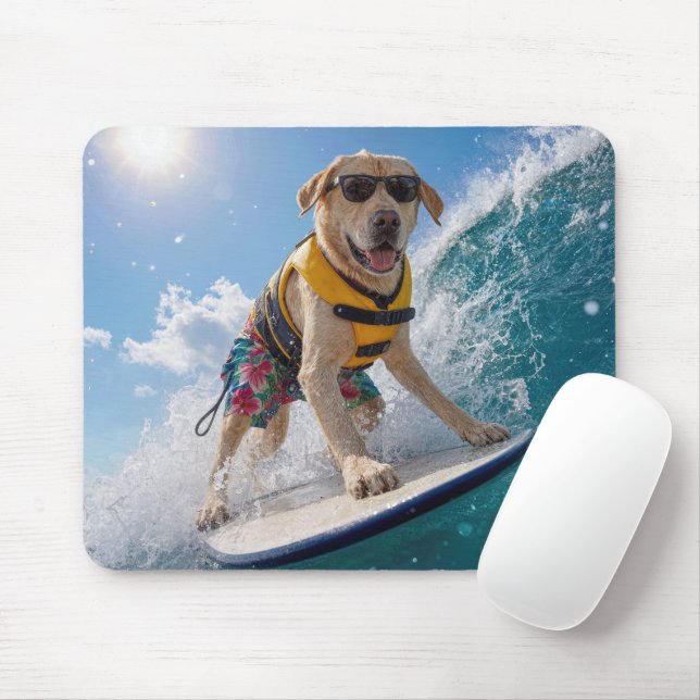 Tapis De Souris Labrador Retriever faisant du surf (Avec souris)
