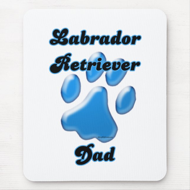 Tapis De Souris Labrador Retriever Papa Pawprint bleu (Devant)