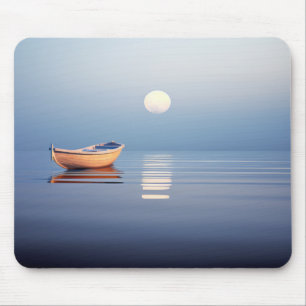 Tapis De Souris Lac Mist Lune Lumière Tranquille