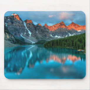 Tapis De Souris Lac Moraine au coucher du soleil