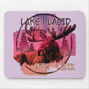 Tapis De Souris Lac Placid New York mousepad rustique orignal