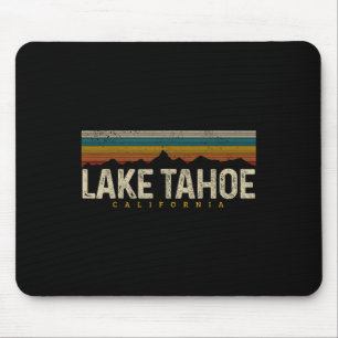 Tapis De Souris Lac Tahoe Montagnes Vintage Randonnée Camping Rétr