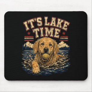 Tapis De Souris Lac Temps Chien Retriever D'Or Nageant Hommes Femm