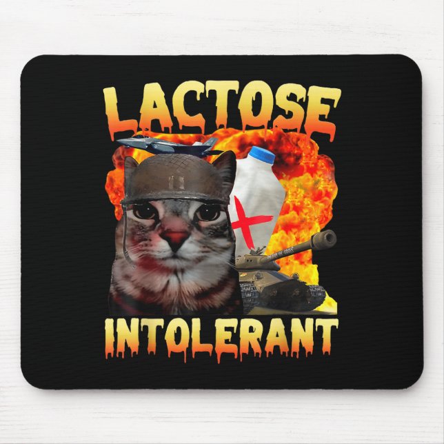 Tapis De Souris Lactose Intolerant Silly Cat Meme Funny Saying Cat (Devant)