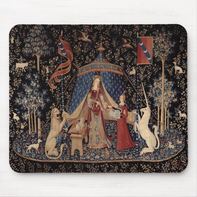 Tapis De Souris Lady avec Unicorn Mousepad - Unicorne médiévale (Devant)