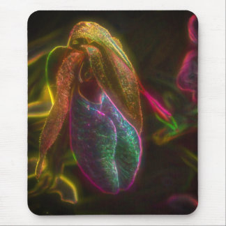 Tapis De Souris Lady Slipper Orchid Abstrait Flower Art