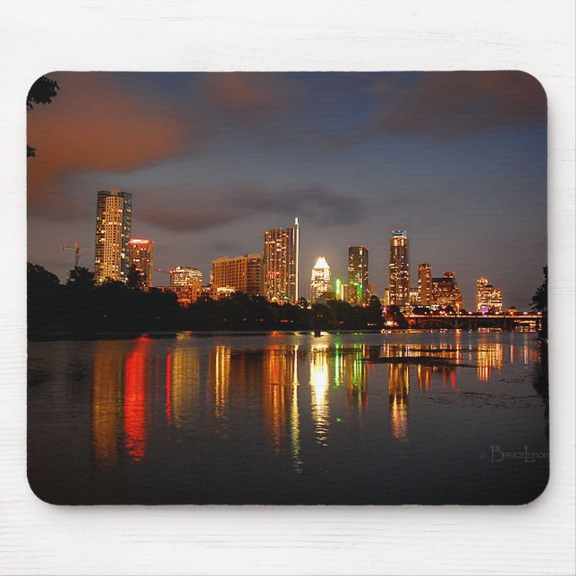 Tapis De Souris Ladybird Lake Austin Texas Night Skyline (Devant)