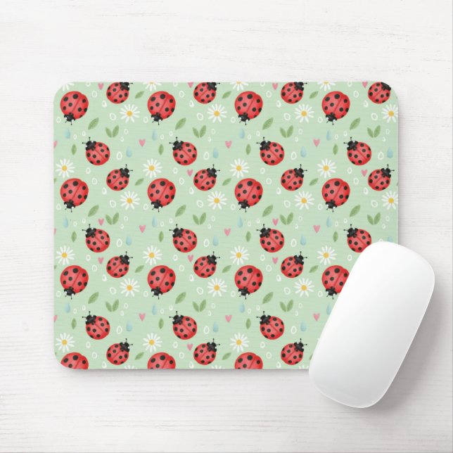 Tapis De Souris Ladybug Flower Pattern (Avec souris)