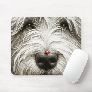 Tapis De Souris Ladybug sur le nez d'un chien branché