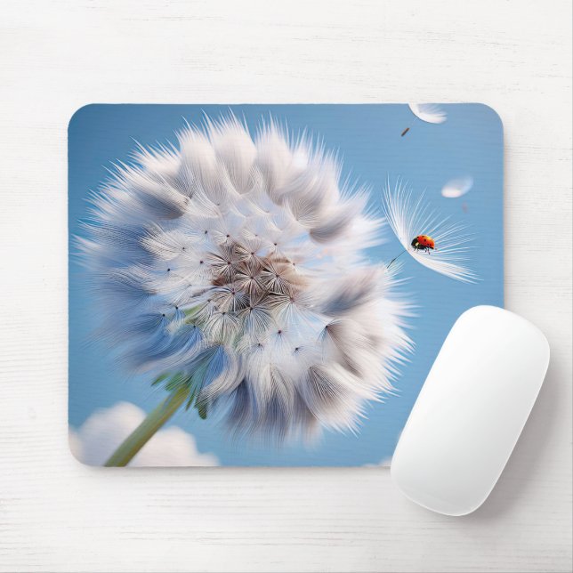 Tapis De Souris Ladybug sur une semence de Dandelion (Avec souris)