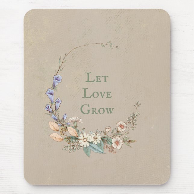 Tapis De Souris Laisser l'amour développer Script Floral Whimsy Pl (Devant)
