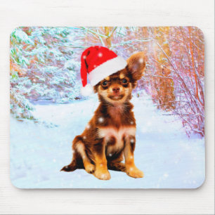 Tapis De Souris Laisser neiger Noël Chihuahua Chig