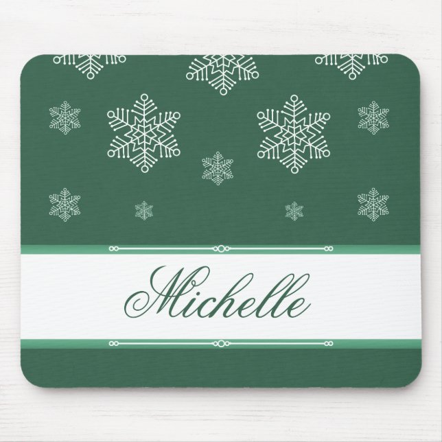 Tapis De Souris Laisser neiger vacances Mousepad, vert (Devant)