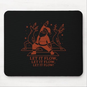 Tapis De Souris Laissez couler Yoga Santa, Yoga de Noël drôle