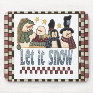 Tapis De Souris Laissez lui neiger Noël Mousepad de bonhommes de