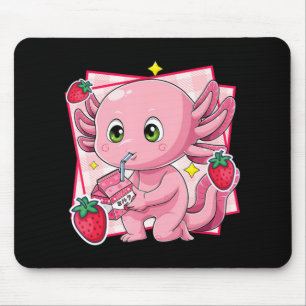 Tapis De Souris Lait de fraise Kawaii Axolotl Anime japonais Cadea