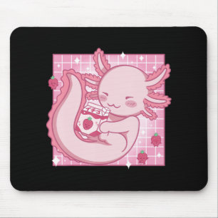 Tapis De Souris Lait de fraise Kawaii Axolotl Shake Carton Japane
