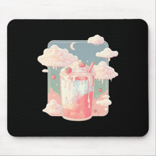 Tapis De Souris Lait de fraise Milkshake Kawaii Lofi Cute Pastel