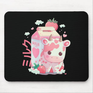 Tapis De Souris Lait de fraise Milkshake Vache Carton Mignon Kawai