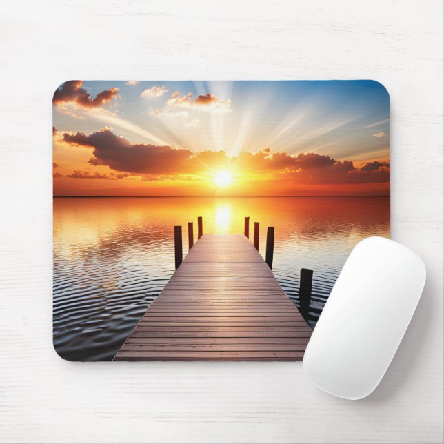 Tapis De Souris Lake Dock À Sunrise (Avec souris)