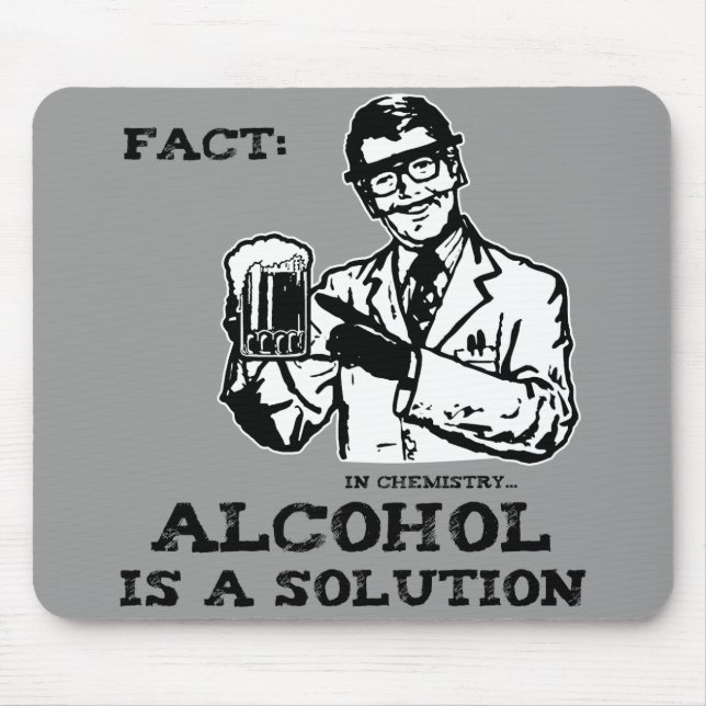 Tapis De Souris L'alcool est une solution en chimie rétro (Devant)