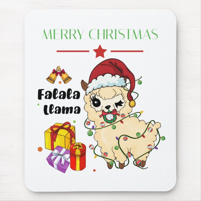 Tapis de souris Lama de Noël (Devant)