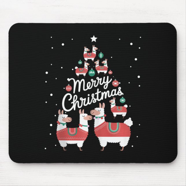 Tapis De Souris Lama Xmas Tree Llamas Christmas Tree (Devant)