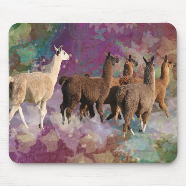 Tapis De Souris Lamas blancs et Brown d'imaginaire de promenade de (Devant)