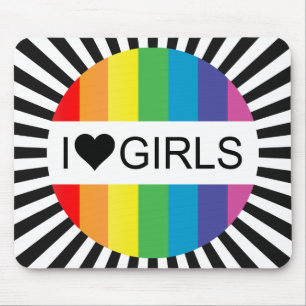 Tapis De Souris l'amour arc-en-ciel. j'aime les filles.