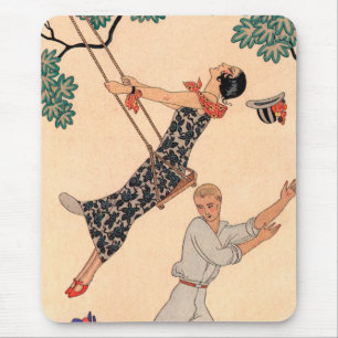 Tapis De Souris L'amour Art Déco vintage, la balançoire par George