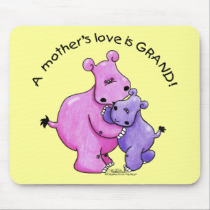 Tapis De Souris L'amour de mère d'Hippopotames-Un est grand !