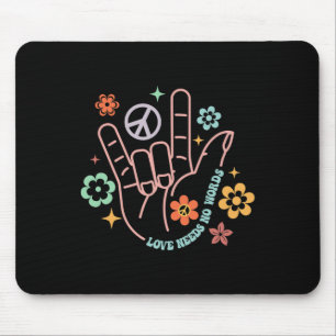 Tapis De Souris L'Amour N'A Pas Besoin De Mots Main Rétro Signer A