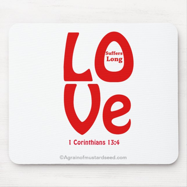 Tapis De Souris L'AMOUR souffre d'une longue citation biblique (Devant)