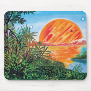 Tapis De Souris Landscape on Europa - Sci Fi Jupiter Moon Painting