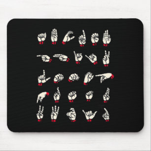 Tapis De Souris Langue des signes - Alphabet A à Z ASL Sourds