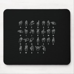 Tapis De Souris Langue des signes Alphabet Sourd Mute ASL Sourds