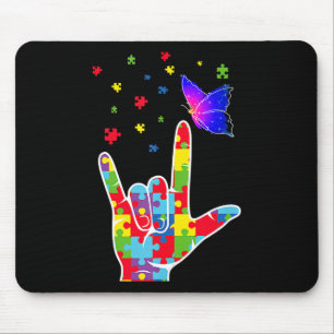 Tapis De Souris Langue des signes Asl Puzzle Papillon Autisme Laur