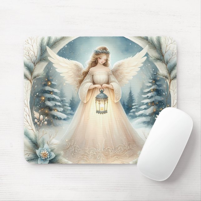 Tapis De Souris Lanterne angélique céleste de l'espoir hivernal (Avec souris)