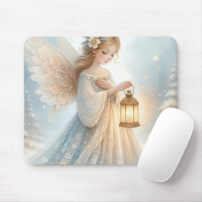 Tapis De Souris Lanterne d'ange céleste d'hiver de réconfort (Avec souris)