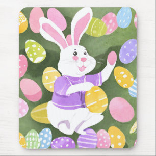 Tapis De Souris lapin avec oeufs de pâques