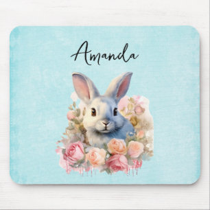 Tapis De Souris Lapin avec une guirlande de roses Mignon