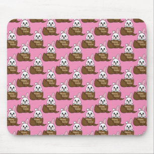 Tapis De Souris Lapin blanc dans l'oeuf au chocolat Joyeux Motif d