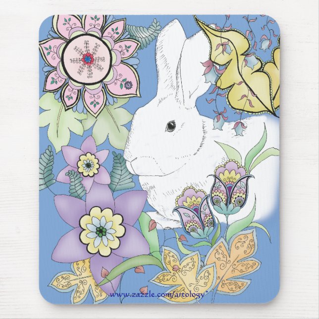 Tapis De Souris Lapin bleu Mousepad (Devant)