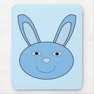 Tapis De Souris Lapin Bleu Visage Printemps Pâques